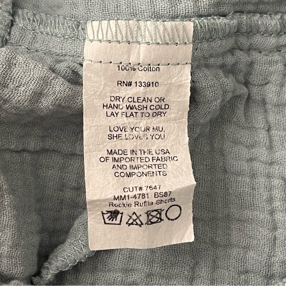 Show Me Your Mumu Rockie Ruffle Shorts Small Elastic Waist Gauze Pull On Blue - Picture 11 of 11